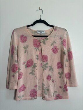 Enrico Coveri Pink Floral Shimmer Cardigan Size 36